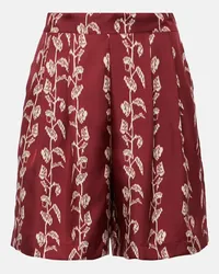 ASCENO Bermuda-Shorts Carros aus Seiden-Twill Burgund