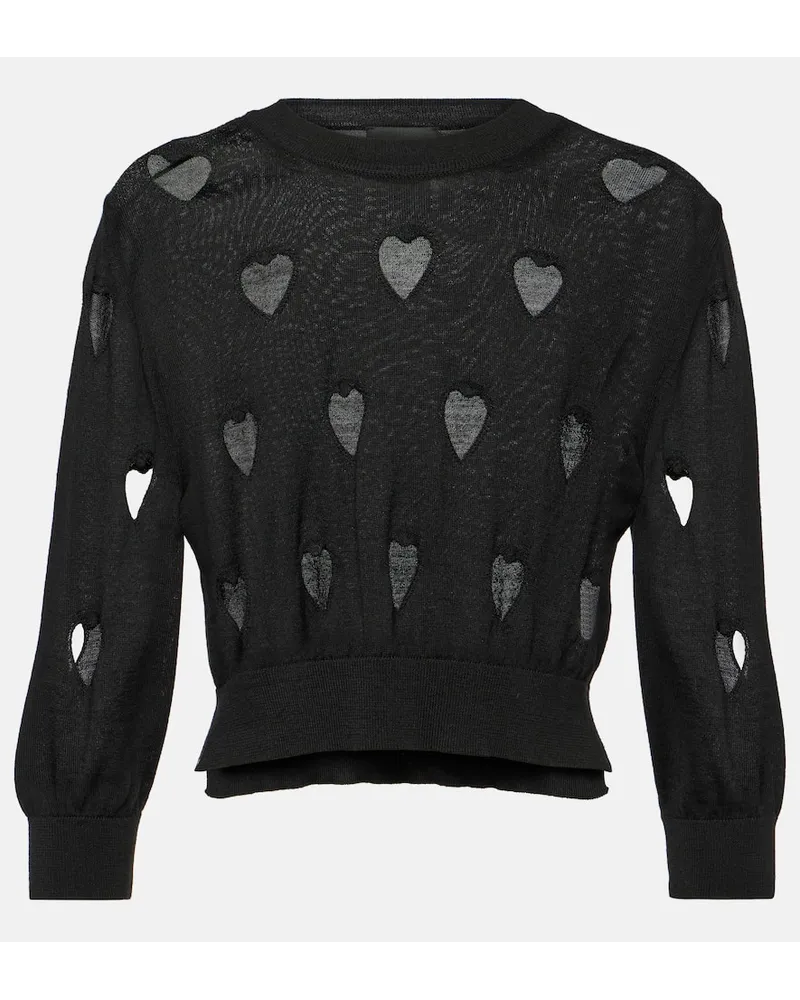 Simone Rocha Pullover Love Heart aus Wolle und Seide Schwarz