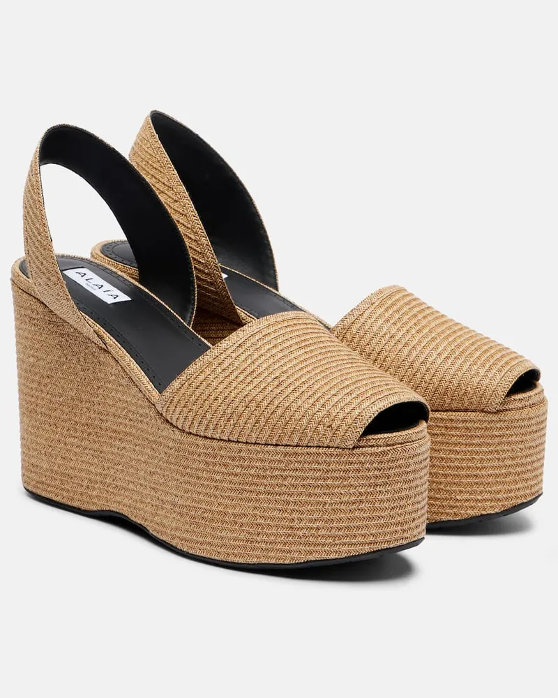 Alaïa Alaïa Wedge-Sandalen aus Stroh Beige