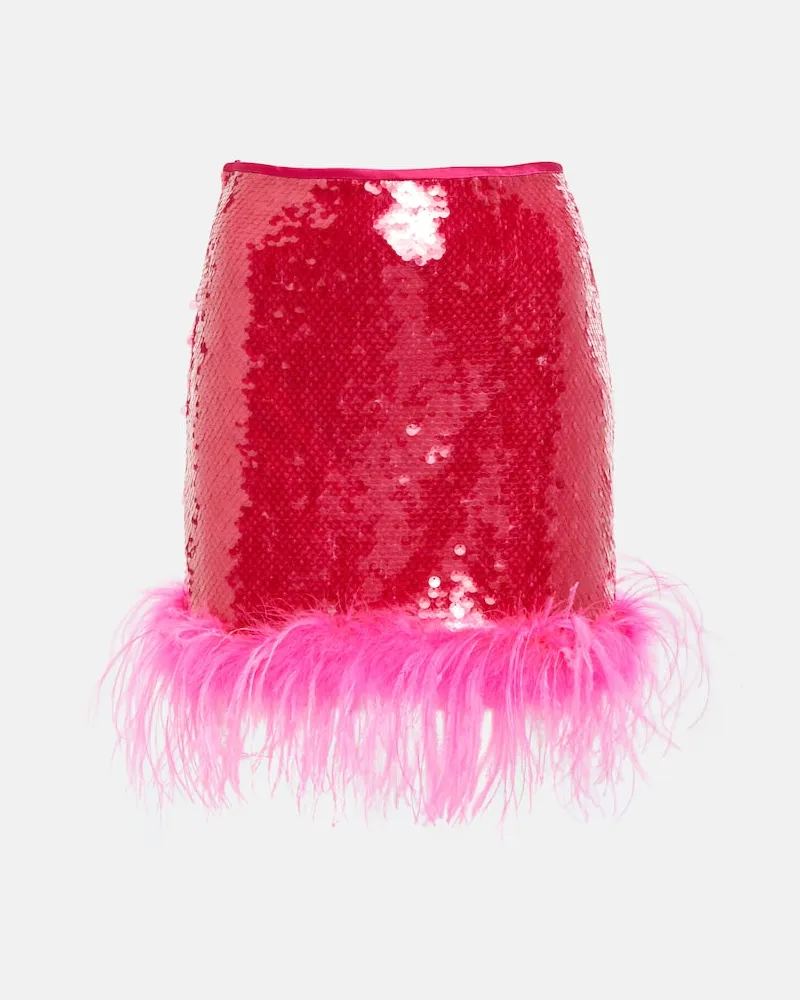 Giuseppe di Morabito Verzierter Minirock mit Federn Rosa