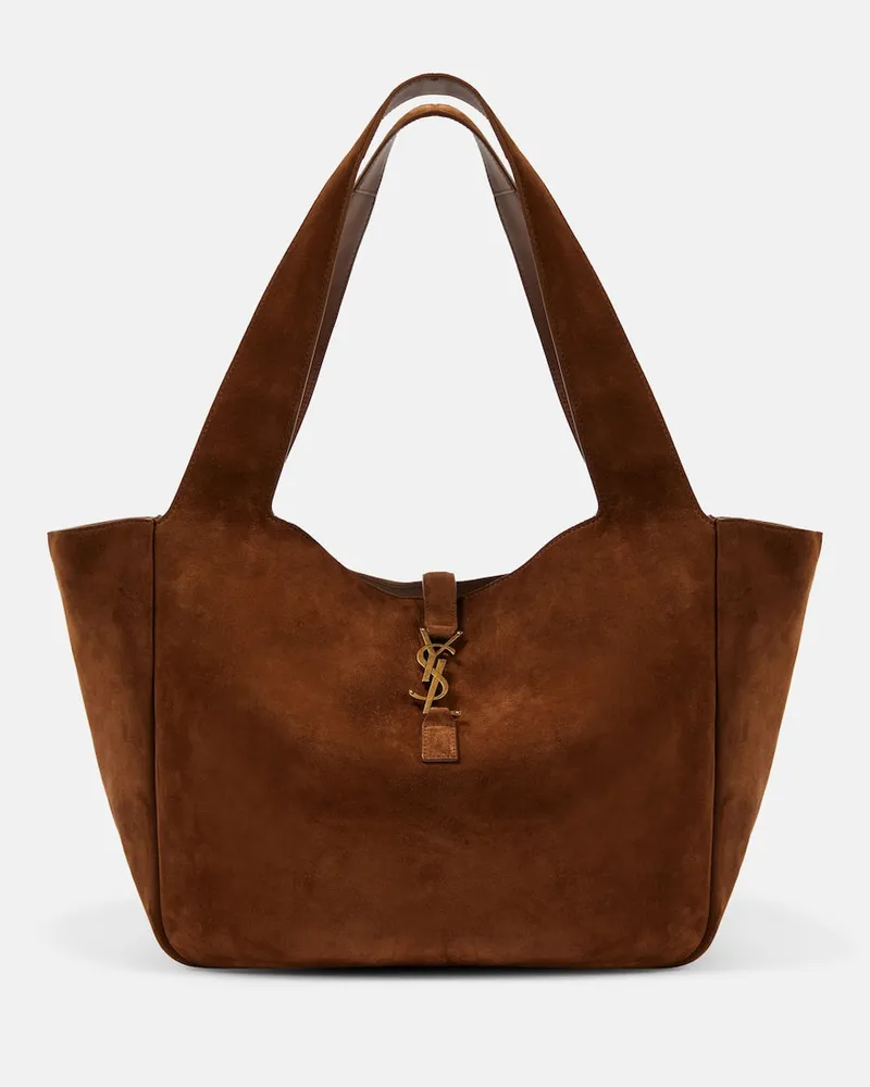 Saint Laurent Tote Bag Le 5 à 7 Bea aus Veloursleder Braun