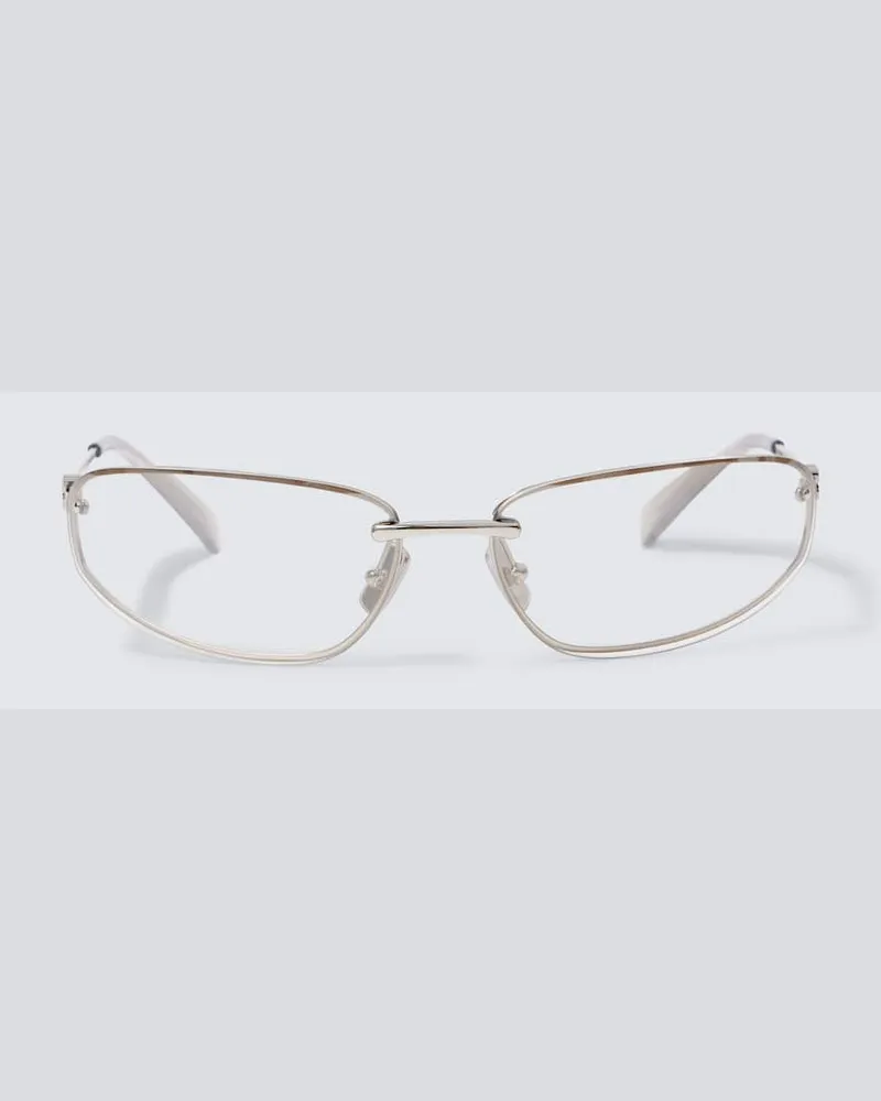 Miu Miu Ovale Sonnenbrille Silber
