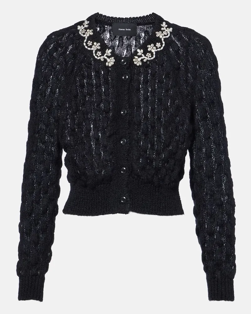Simone Rocha Verzierter Cardigan aus einem Mohairgemisch Schwarz