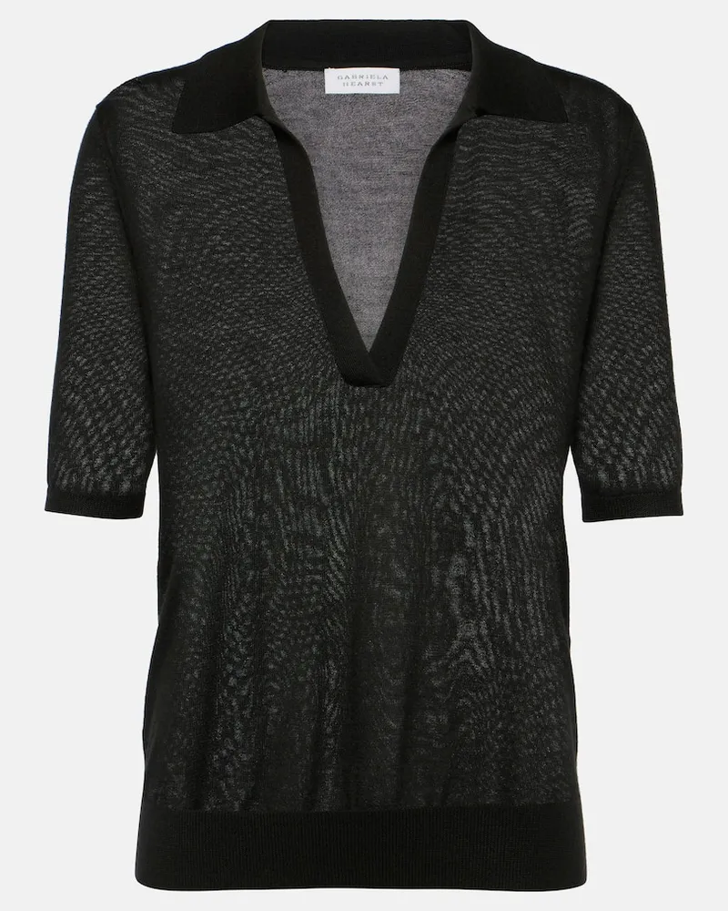 Gabriela Hearst Polopullover Frank aus Kaschmir und Seide Schwarz