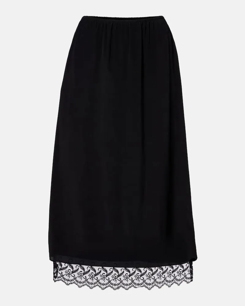 Simone Rocha Midirock aus Crêpe de Chine mit Spitze Schwarz