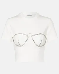 Area Verziertes Cropped-Top aus Jersey Weiss