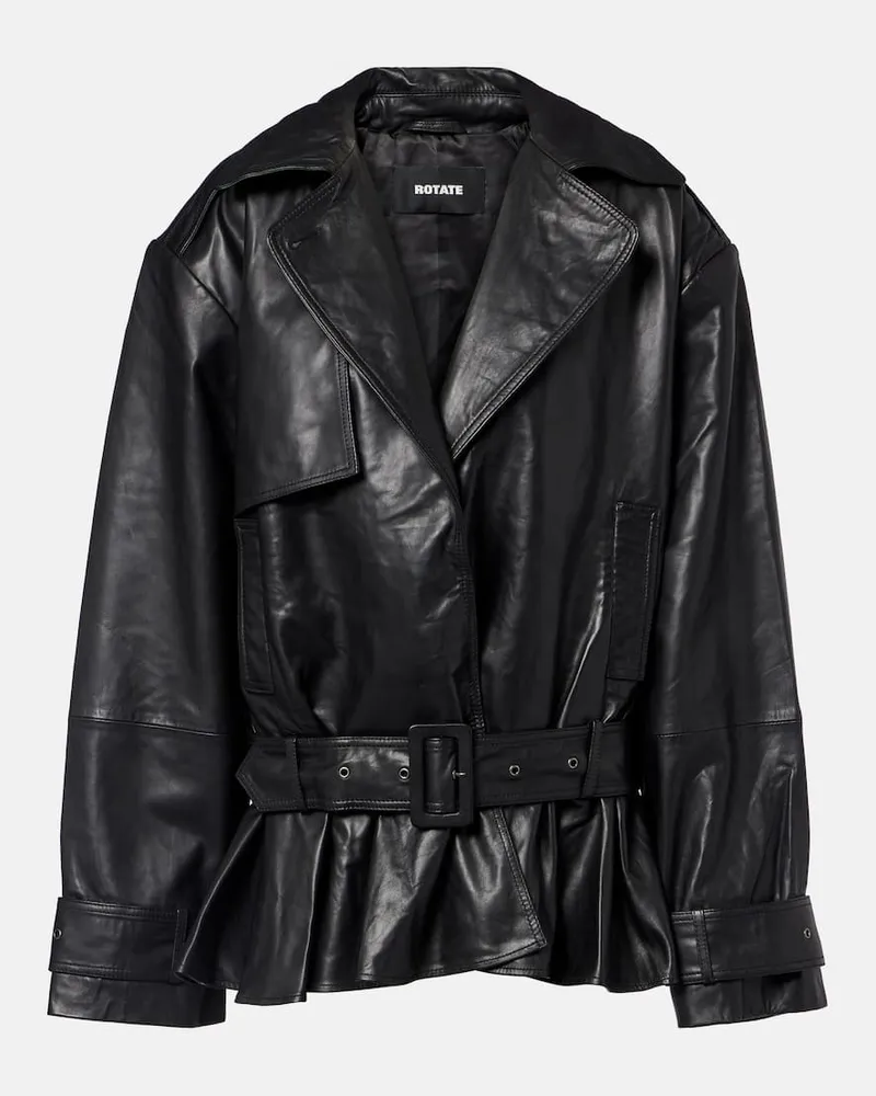 ROTATE Birger Christensen Bikerjacke aus Leder Schwarz