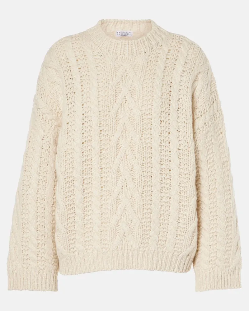 Brunello Cucinelli Pullover aus Wolle und Kaschmir Beige