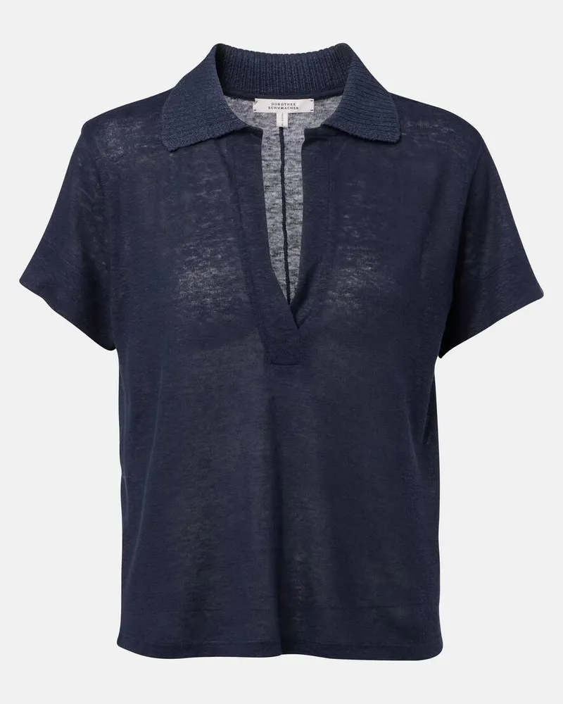 Dorothee Schumacher Polohemd Natural Ease aus Hanf Blau