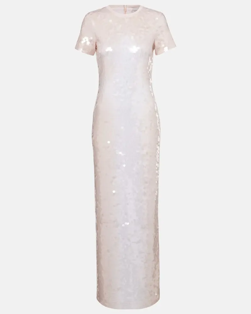 SPORTMAX Maxikleid aus Jersey mit Pailletten Weiß