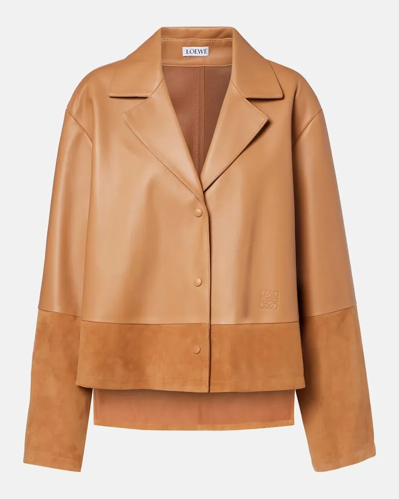 Loewe Jacke Pyjama aus Leder Beige