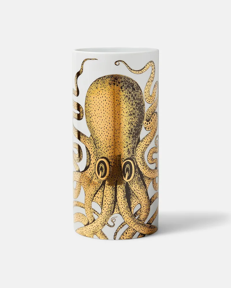 Fornasetti Vase Polipo Medium aus Porzellan Weiß