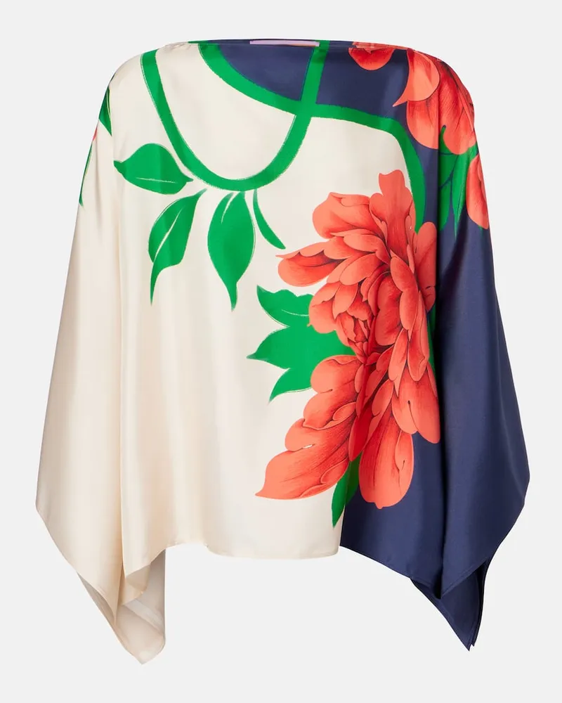 La DoubleJ Top Square aus Seiden-Twill Multicolor