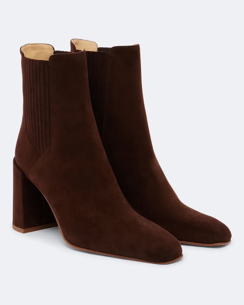 Gabriela Hearst Ankle Boots Luke aus Veloursleder Burgunderrot