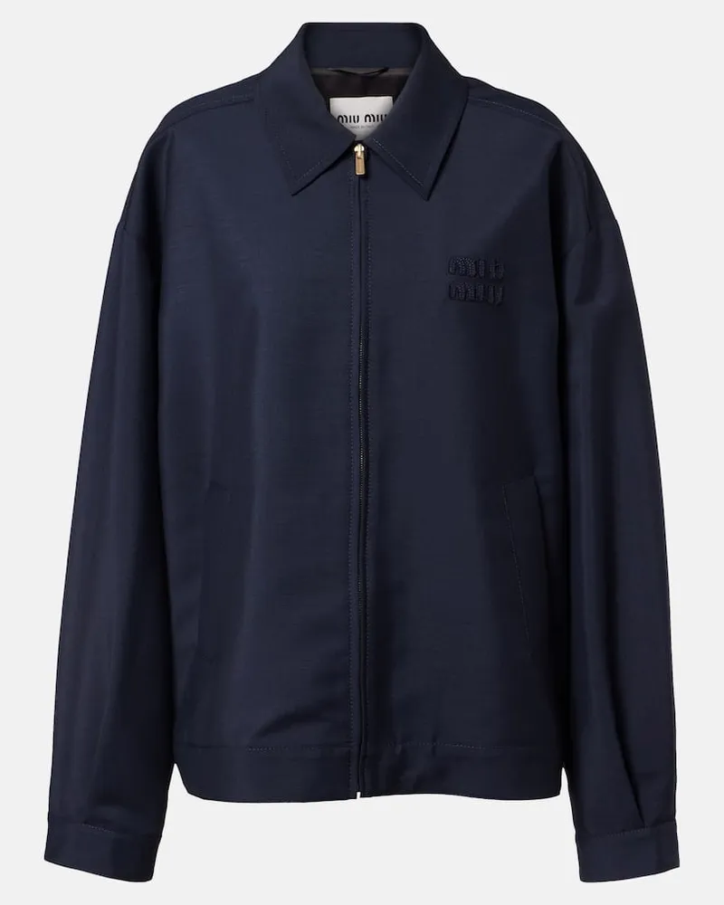 Miu Miu Blouson aus Mohair und Wolle Blau