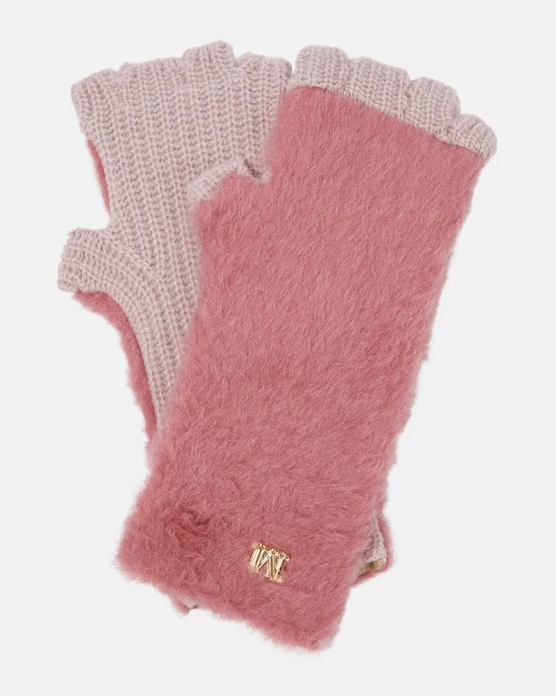 Max Mara Handschuhe Manny aus Teddyfleece Pink