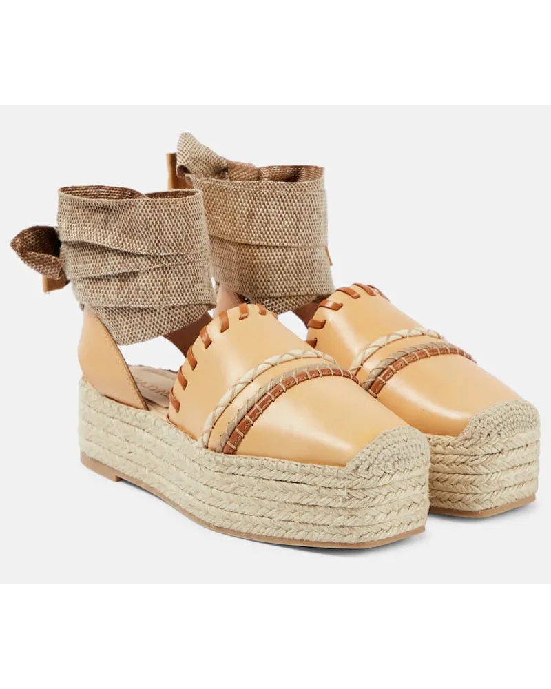 Ulla Johnson Plateau-Espadrilles aus Leder Braun