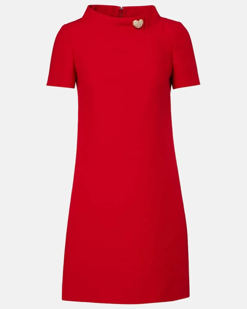 Valentino Garavani Minikleid aus Wolle und Seide mit Kristallen Rot