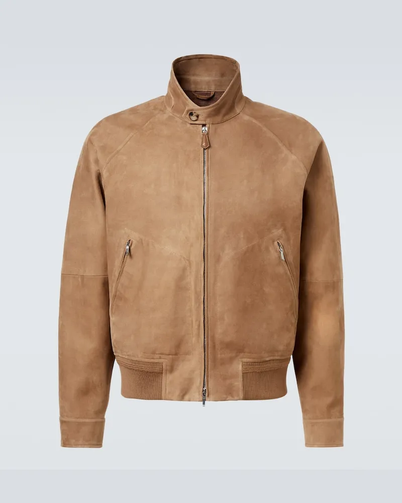 Loro Piana Bomberjacke Novak aus Veloursleder Braun