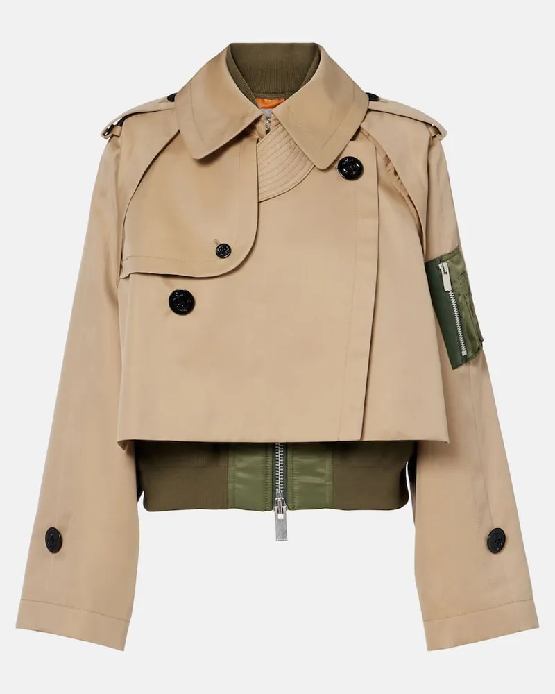 Sacai Jacke aus Gabardine und Twill Beige