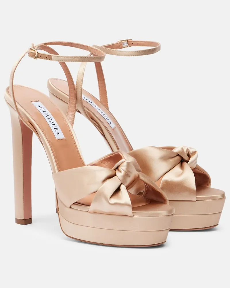 Aquazzura Plateausandalen Cupid 130 aus Satin Beige