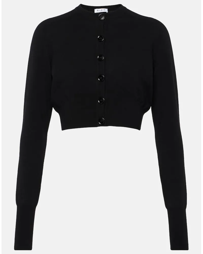 Alaïa Alaïa Cropped-Cardigan aus einem Wollgemisch Schwarz