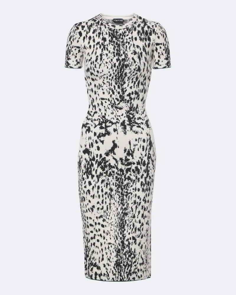 Tom Ford Midikleid aus Jacquard-Samt Weiß