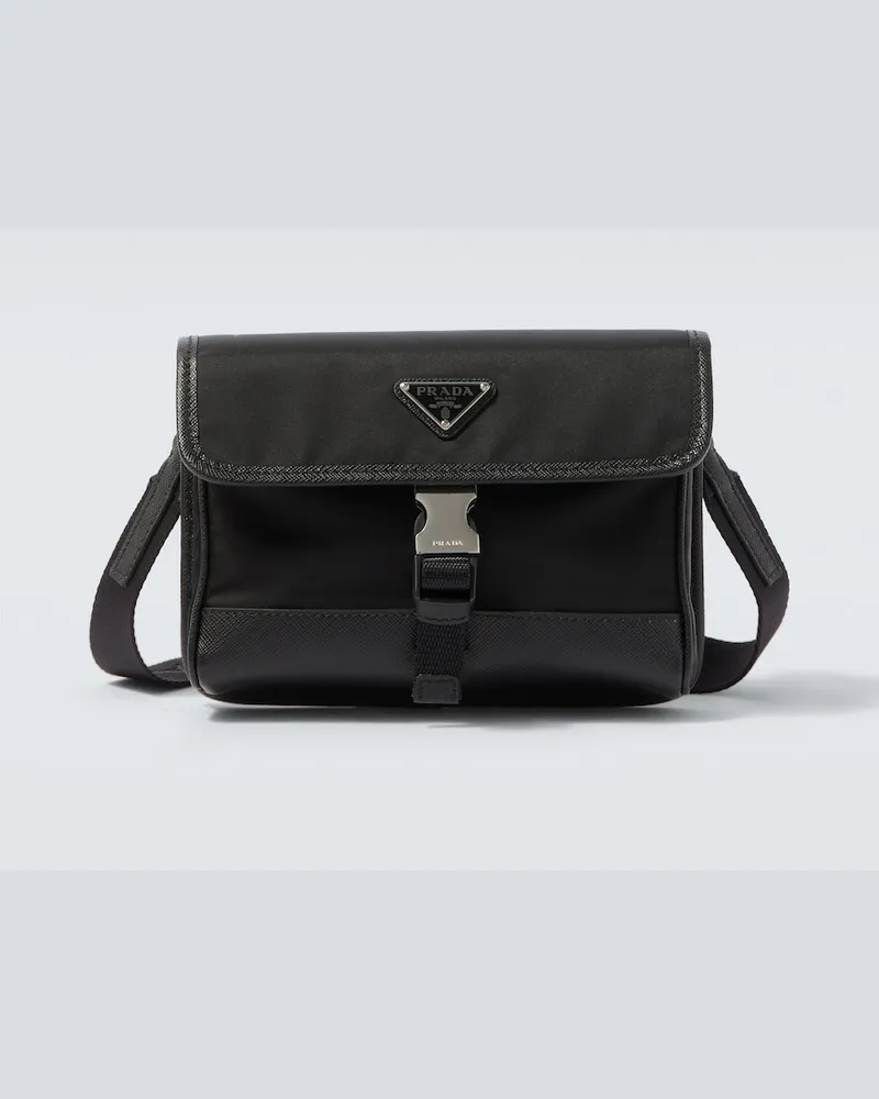 Prada Crossbody Bag aus Re-Nylon mit Leder Schwarz