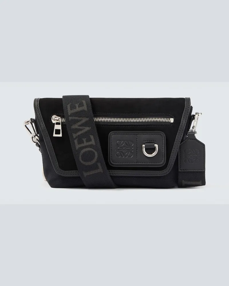 Loewe Messenger Bag Flex Mini mit Leder Schwarz