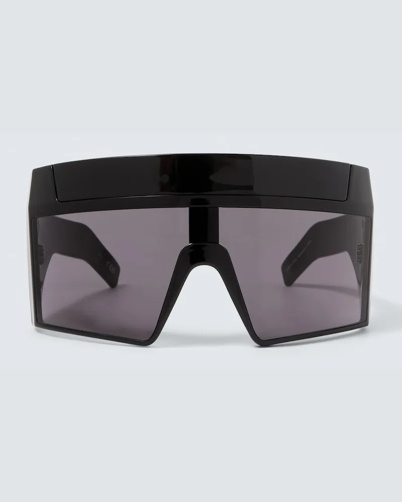 Rick Owens Sonnenbrille Rev Shiny Schwarz
