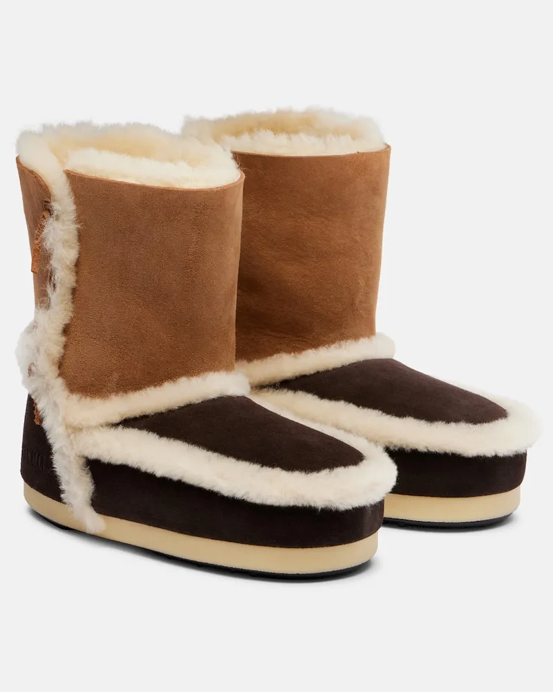 Moon Boot Ankle Boots EVAX aus Veloursleder mit Shearling Braun
