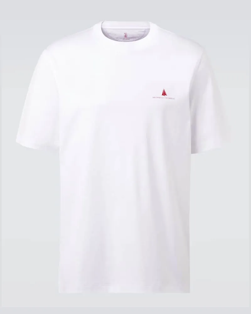 Brunello Cucinelli T-Shirt aus Baumwoll-Jersey Weiß