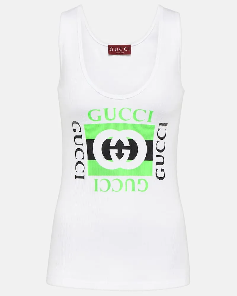 Gucci Bedrucktes Top aus Baumwolle Weiß