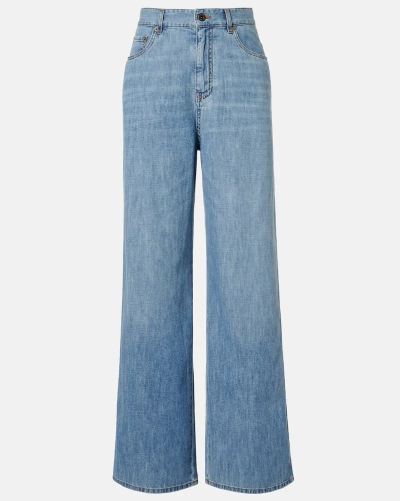 Miu Miu Weite Hose aus Chambray Blau