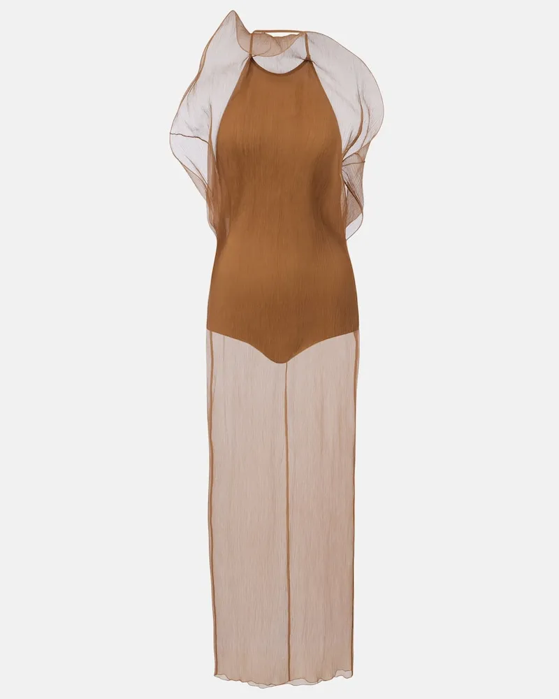 Magda Butrym Robe aus Seidenorganza Braun