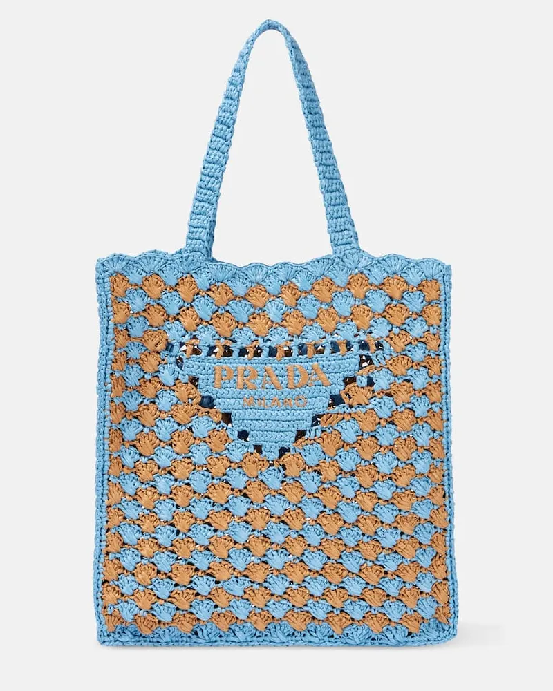 Prada Tote aus Häkelstrick Blau