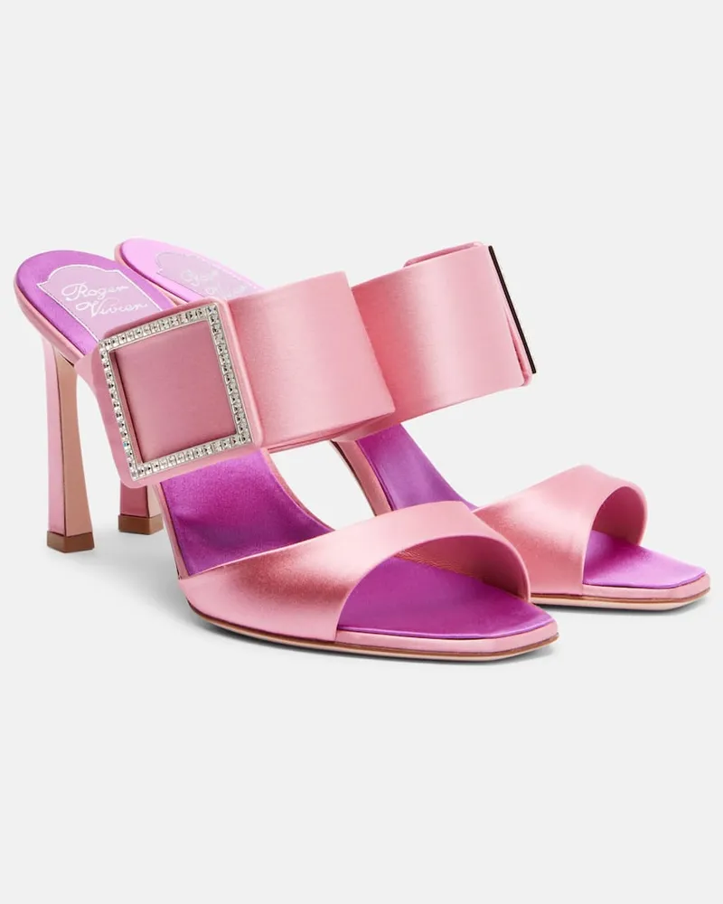 Roger Vivier Pantoletten Trompette 85 aus Satin mit Kristallen Rosa