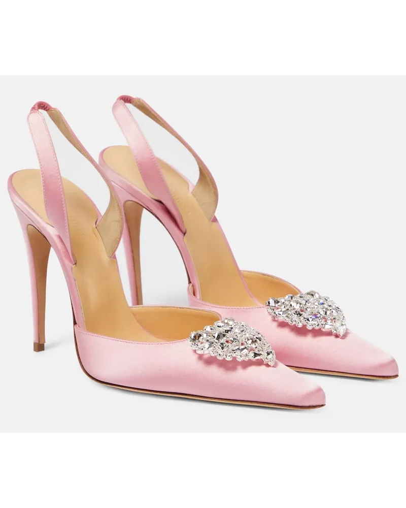 Magda Butrym Verzierte Slingback-Pumps aus Satin Pink