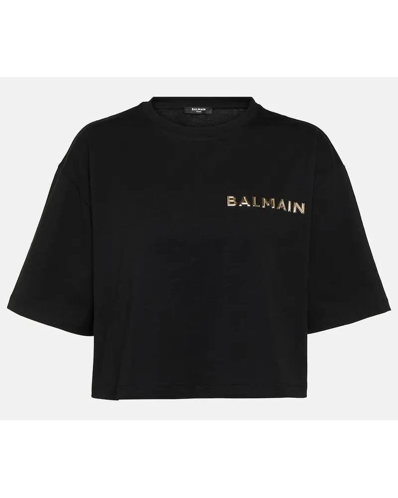 Balmain T-Shirt aus Baumwoll-Jersey Schwarz