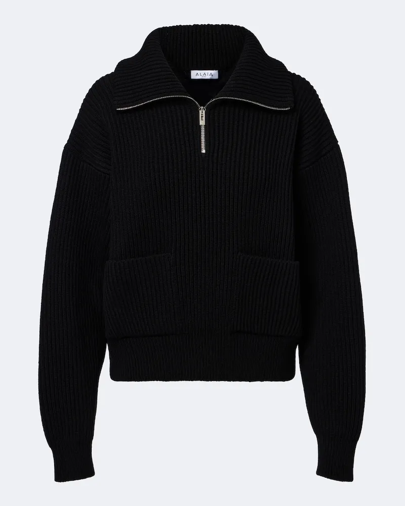 Alaïa Alaïa Pullover aus Rippstrick Schwarz