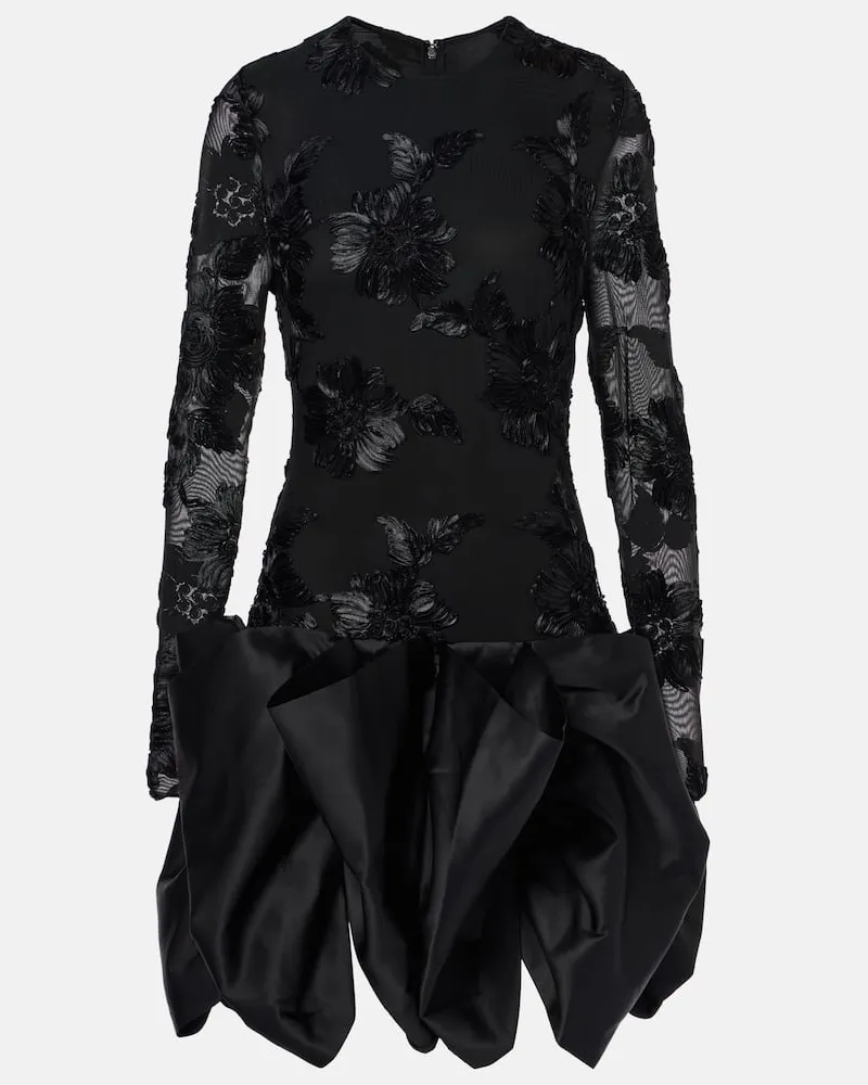 ROTATE Birger Christensen Besticktes Minikleid aus Satin Schwarz