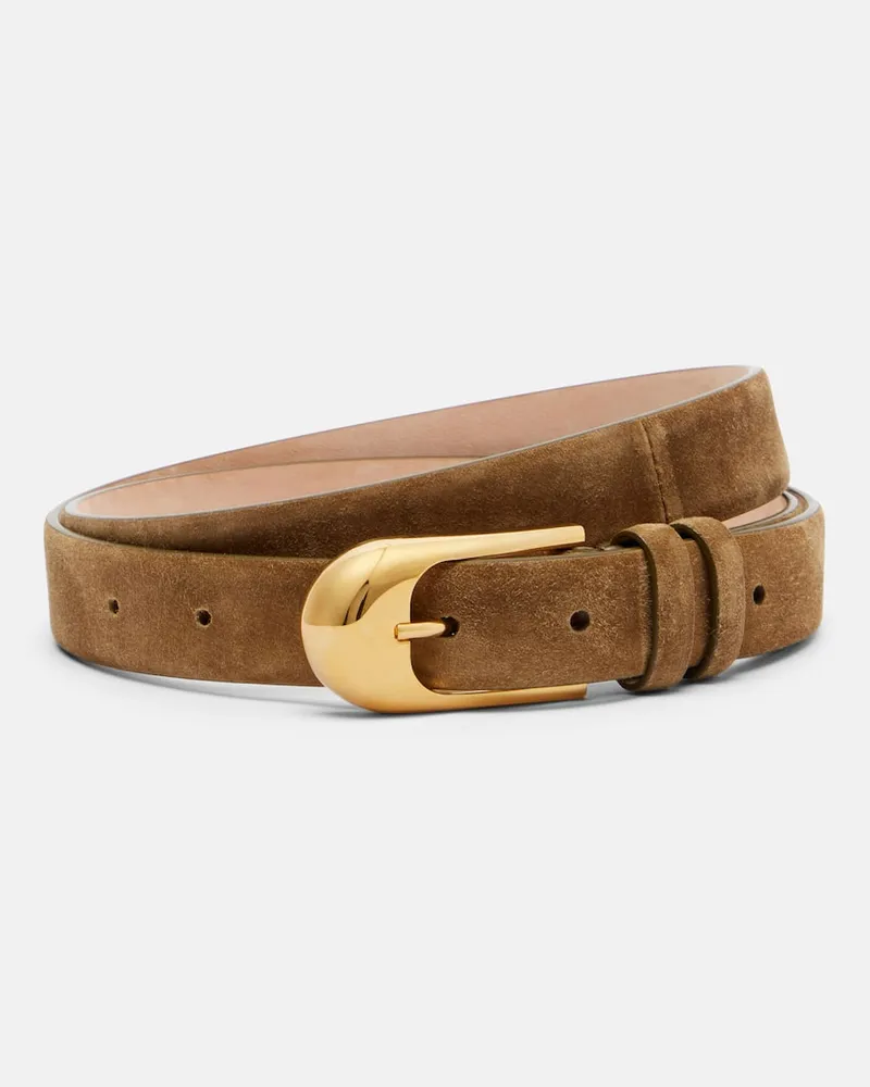 KHAITE Gürtel Dome aus Veloursleder Braun