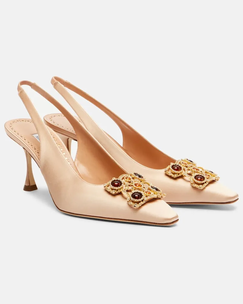Manolo Blahnik Slingback-Pumps Cupida 70 aus Satin Rosa