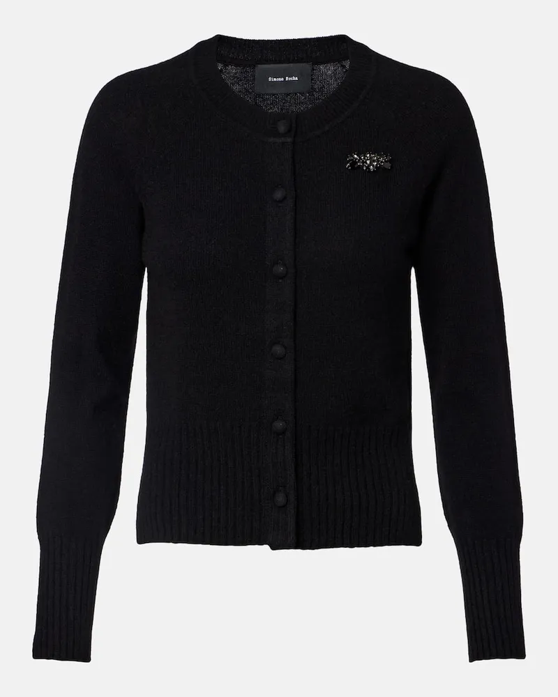 Simone Rocha Verzierter Cardigan aus Kaschmir Schwarz