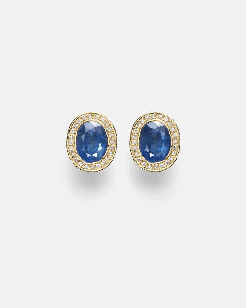 Octavia Elizabeth Ohrringe aus 18kt Gelbgold mit Diamanten und Saphiren Gold