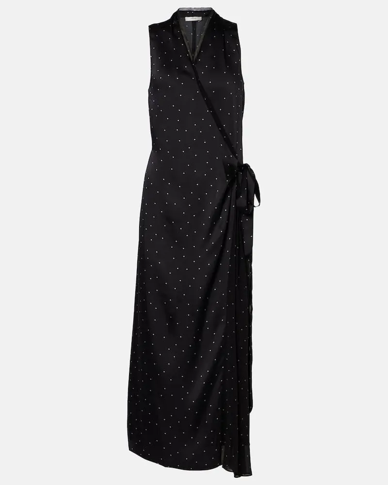 Vince Wickelkleid aus Chiffon Schwarz