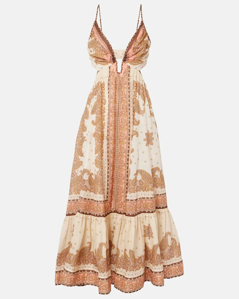 Zimmermann Midikleid Maxine aus Ramie Multicolor