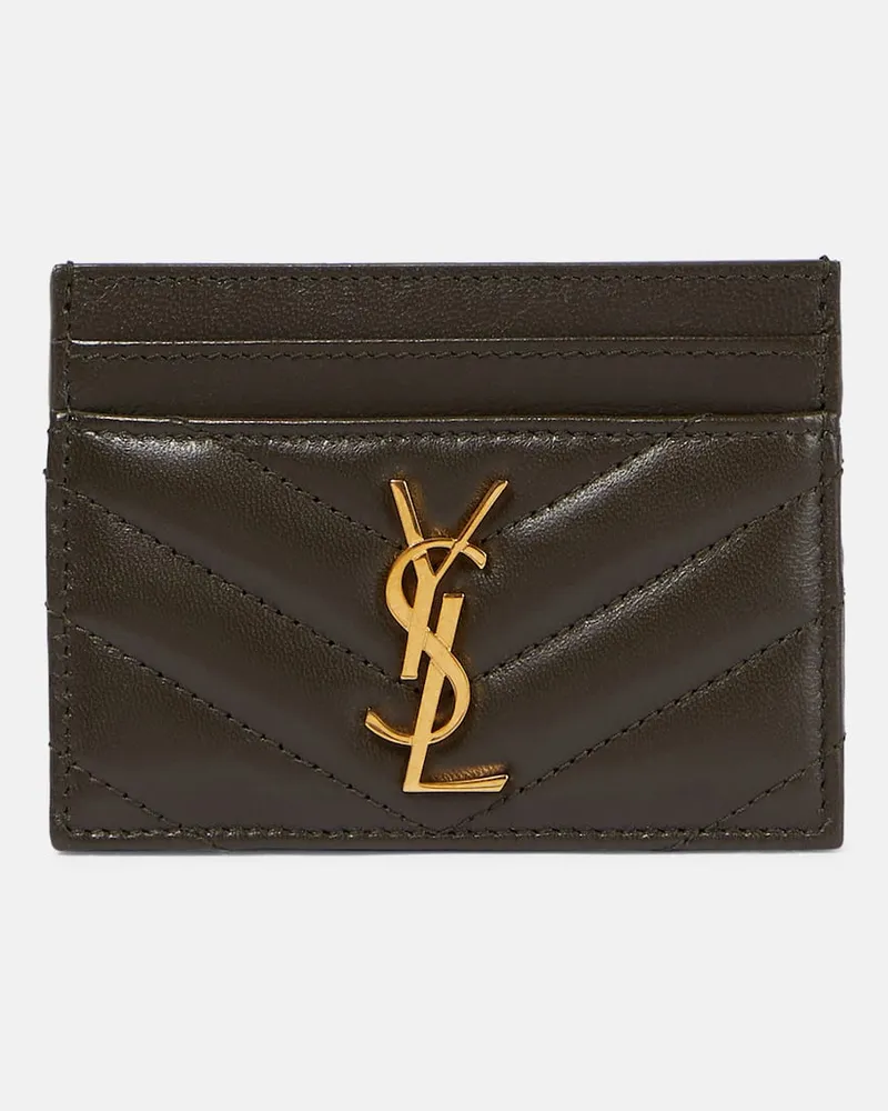 Saint Laurent Kartenetui Cassandre aus Matelassé-Leder Grün