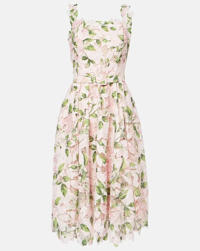 Oscar de la Renta Cocktailkleid aus Guipure-Spitze Rosa