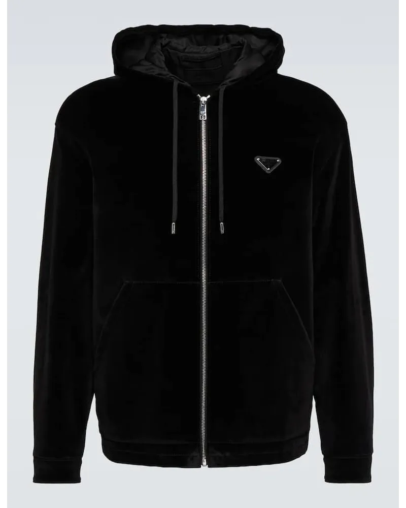 Prada Kapuzenjacke aus Samt Schwarz